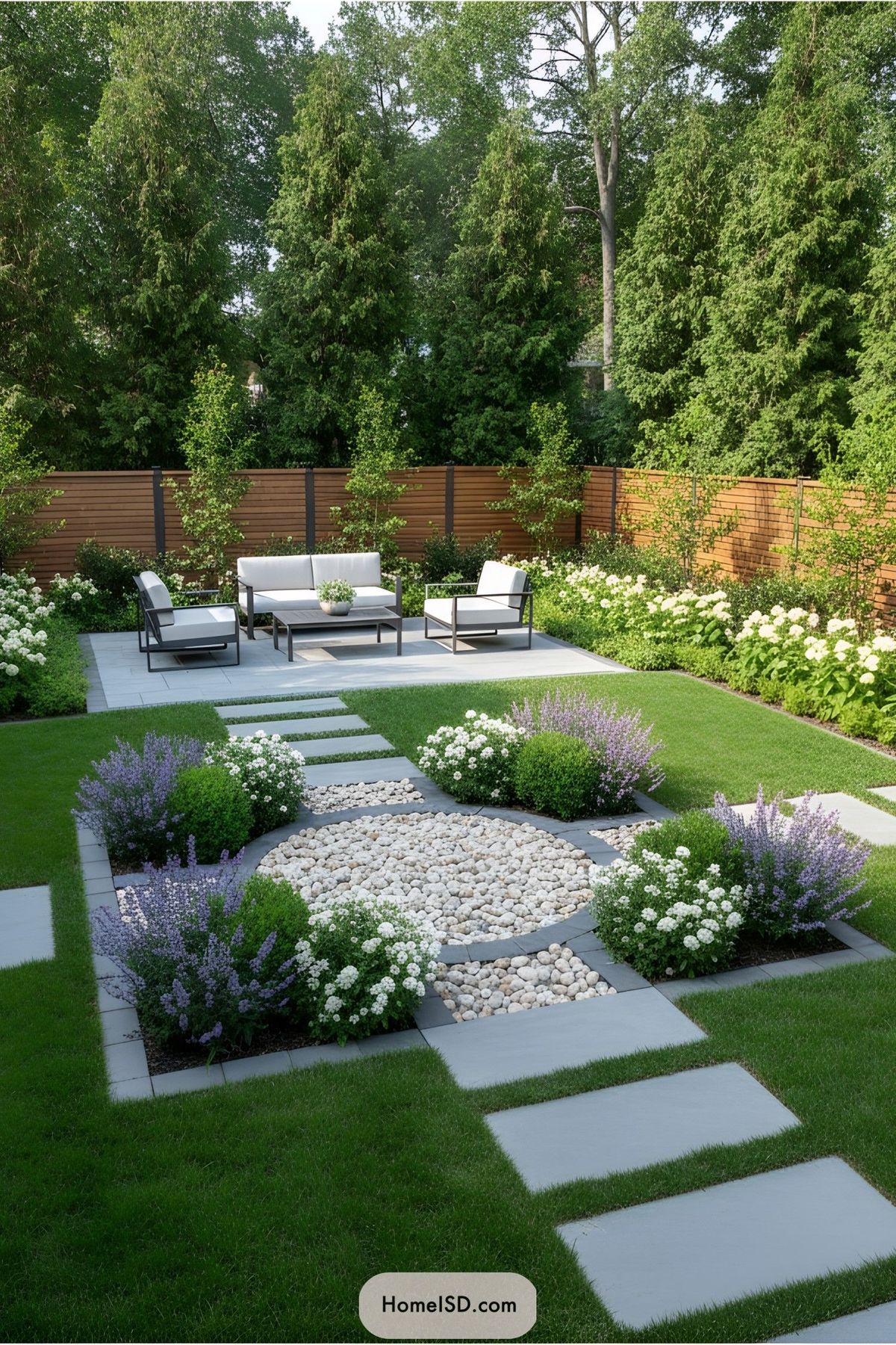 Elegant paving in a formal garden